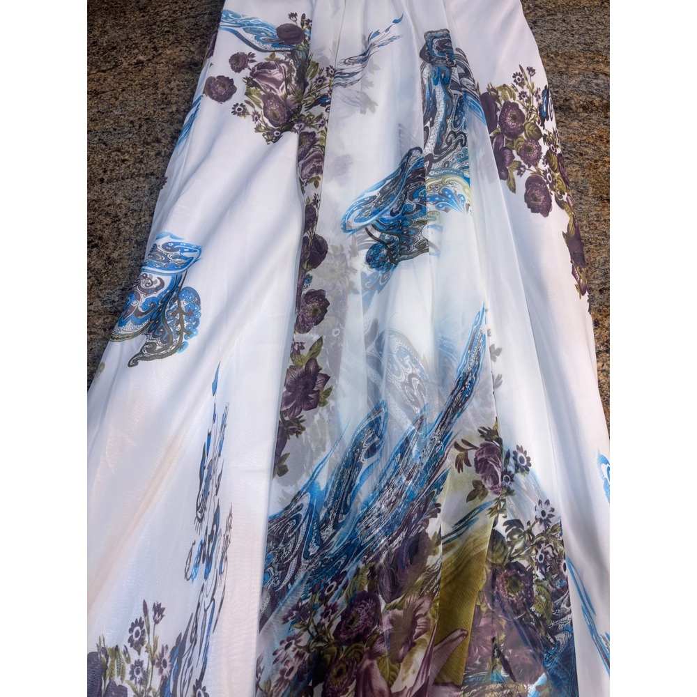 Dancing Queen Embellished One Shoulder Maxi Dress Floral Print White XXL - Picture 8 of 13
